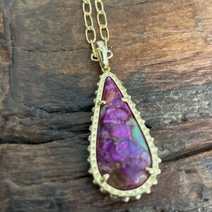 NWT Kendra Scott Payton Necklace in Bronze Veined Purple Turquoise Magnesite!